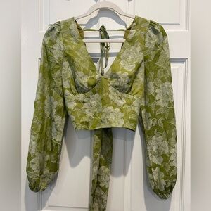 Elegant Floral Green Blouse